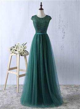 Picture of Lace and Tulle Pretty Bridesmaid Dresses, Elegant Formal Dresses